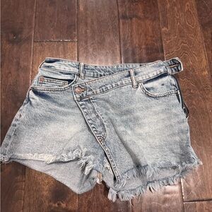 Pilcro Denim Frayed Hem Women Skort